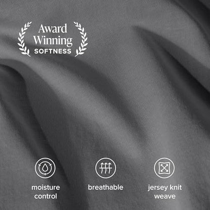Bare Home 100% Organic Cotton Jersey Sheet Set (King, Grey)