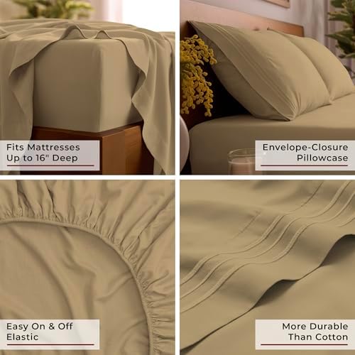 Mellanni Iconic 3-Piece, Ultra Soft Sheet Set (Twin XL, Gold)