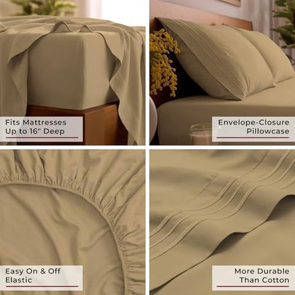 Mellanni Iconic 3-Piece, Ultra Soft Sheet Set (Twin XL, Gold)
