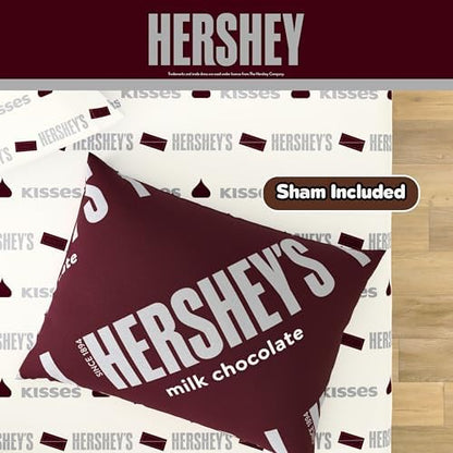 Hershey's Kisses Milk Chocolate Bedding Set, Twin Size 5 Piece Comforter and Sheet Set with Sham, (Officially Licensed Product) by Franco