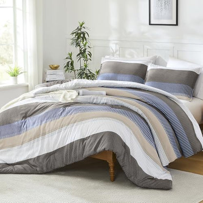 Litanika Twin/Twin XL Comforter Set - 2 Pieces Stripe Bedding Sets