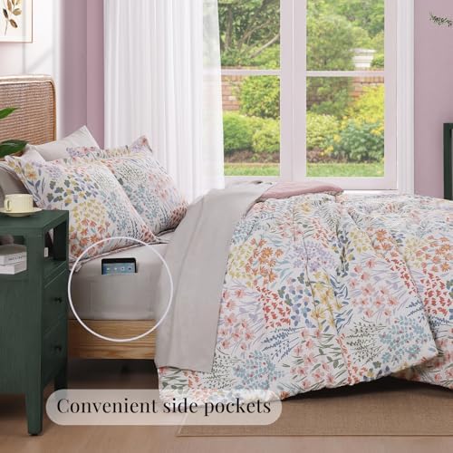 King Size Comforter Set - 7 Pieces Floral Bed in a Bag King Bedding Set