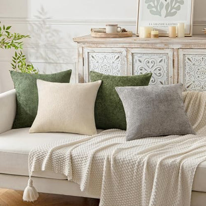 MIULEE Decorative Couch Throw Pillow Covers 20x20 Inch Olive 2 Pack