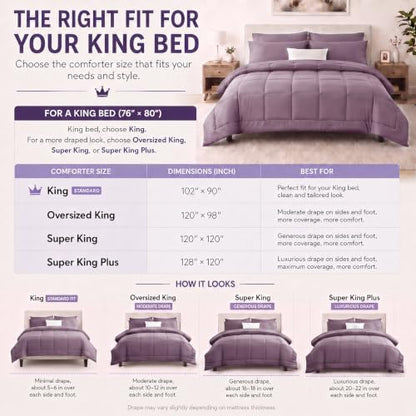 CozyLux King Size Comforter Set Dusty Purple - 7 Pieces Bed in a Bag