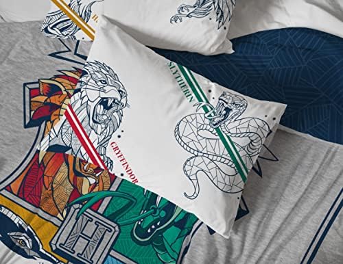 Harry Potter Full Size Comforter Set 7 Piece Kids Bedding, Gray