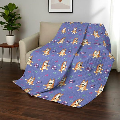 Northwest Bluey Bingo Dance Party Quilted Throw Blanket – Official Cartoon Throw Blanket Featuring Bluey, for Adults Boys Girls Bed, Couch, or Playroom, 60 x 80 Inches