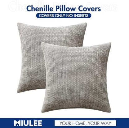 MIULEE Decorative Lumbar Throw Pillow Covers 12x20 Inch Light Gray 2 Pack