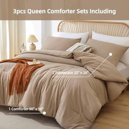 ROSGONIA Alaskan King Comforter, Taupe, 136x120 Soft Bedding Blanket Quilt
