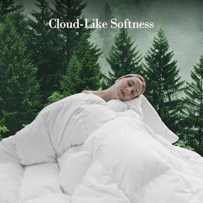 Down Fibers Comforter King Size,Luxurious All Seasons Hotel Collection Duvet Insert,54 Oz High Bulkiness Medium Warmth,Fluffy & Breathable for Bedroom, Guestroom, Hotel (White,106x90)