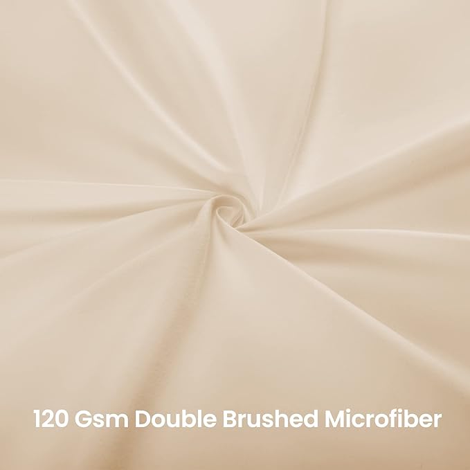SLEEP ZONE Pleated Bed Skirts Full Size, 15 inch Tailored Drop Easy Fit Bedskirt, Anti-Static, Fade Resistant (Full, Beige)