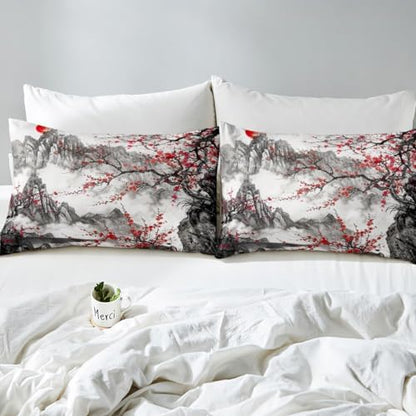 Feelyou Cherry Blossoms Duvet Cover Queen Size Boys Girls Teens