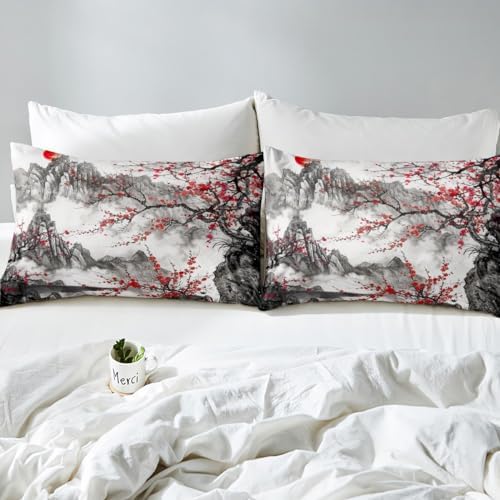 Feelyou Cherry Blossoms Duvet Cover Full Size Boys Girls Teens