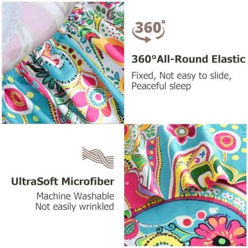 CozySmile Floral Printed Sheet Set King Size 4 Piece,Soft & Breathable Deep Pocket 16" Cooling Wrinkle Free Comforter Bed Set Botanical Pattern Sheets (King, Paisley Rthnic Style)
