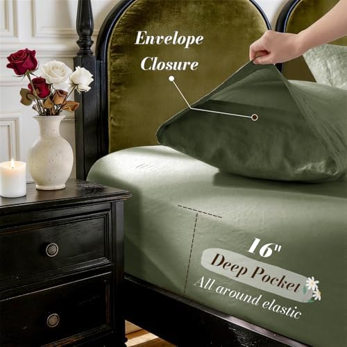SONORO KATE 100% French Linen Twin Size Sheets Set,Natural Flax Bedding