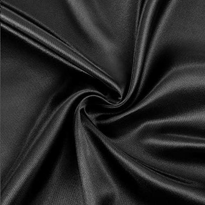 SiinvdaBZX 4Pcs Extra Deep Pocket Satin Sheet Set Queen Size, Black
