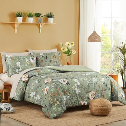 Oversized King Comforter Set- 7 Pieces Floral Bed in a Bag King Bedding Set