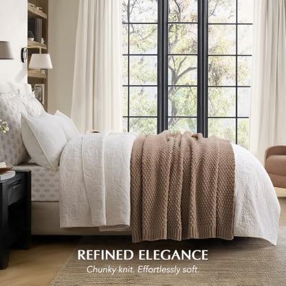 EVERGRACEHOME Chunky Chenille Knit Throw Blanket, 60 x 80, Rosewood
