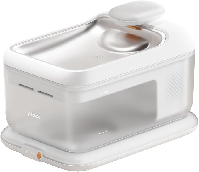 Cordless Cat Water Fountain, Automatic Pet Water Fountain Battery Operated, 4.5L with Stainless Steel Tray for Cats Dogs Multiple Pets Indoor, Wireless Water Pump and Ultra-Quiet S7 Air White