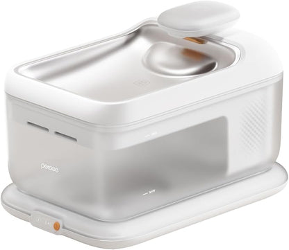 Cordless Cat Water Fountain, Automatic Pet Water Fountain Battery Operated, 4.5L with Stainless Steel Tray for Cats Dogs Multiple Pets Indoor, Wireless Water Pump and Ultra-Quiet S7 Air White