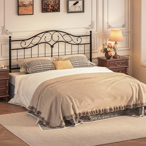 Weehom King Size Headboard Only, Vintage Metal Headboard for King Bed Black