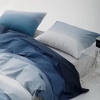 Houseri White and Blue Comforter Set California King Gradient Blue Comforter Bedding Sets Cal King Size, Cal King(96''x104''-Comforter)