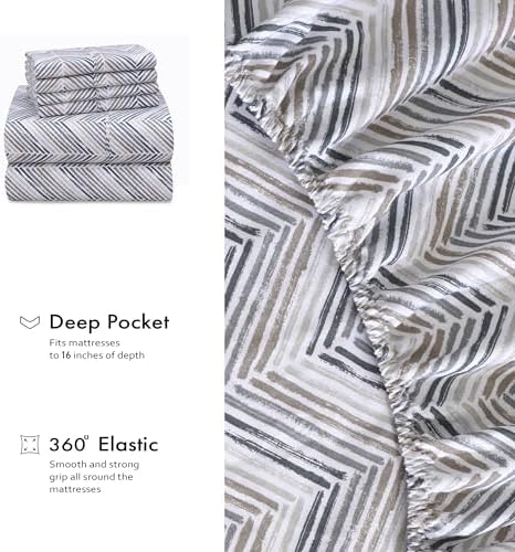 RUVANTI 100% Cotton Full Sheet Set, Crisp and Soft, Inverted Streak