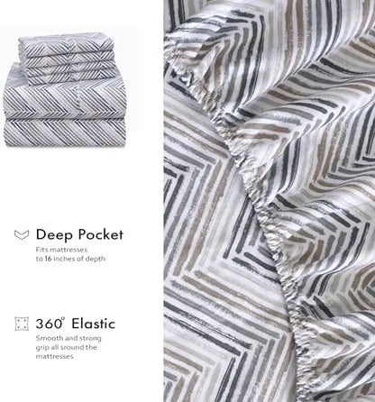 RUVANTI 100% Cotton Full Sheet Set, Crisp and Soft, Inverted Streak