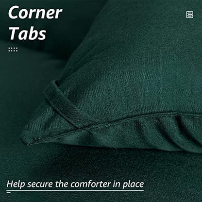 HYLEORY All Season Twin Size Bed Comforter - Cooling Goose Down Alternative Quilted Duvet Insert with Corner Tabs - Winter Warm - Machine Washable - Emerald Green