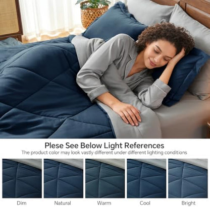 BEDELITE Twin Comforter Set 5 Pieces, Reversible Calm Blue Bed in A Bag