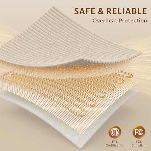 Reaks Heated Throw Blanket, 5 Heat Levels, 3 Hours Auto-Off, 50"x60", Beige