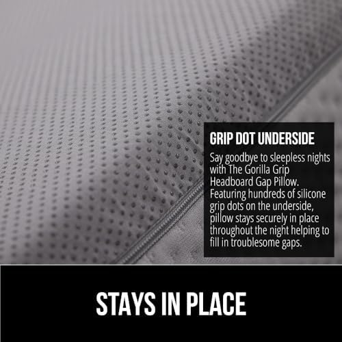 GORILLA GRIP Patented Bed Wedge Pillow for Headboard Gap, Twin/XL,Soft Gray