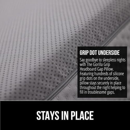 GORILLA GRIP Patented Bed Wedge Pillow for Headboard Gap, Twin/XL,Soft Gray