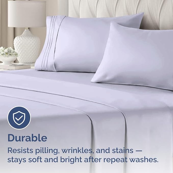 King Standard Pillow Cases Set of 4 - Soft Hotel Quality Pillowcase Covers - Comfy Bedding for Women, Men, Kids & Teens - Machine Washable Pillow Protectors - 4 Piece - King Standard Light Lavender