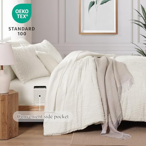 Full Size Comforter Set White Tufted Boho Bedding Sets Farmhouse 7 Pieces