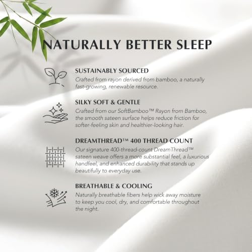 EverGrace 100% Rayon from Bamboo Duvet Cover Set, Queen Size, Bright White