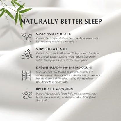 EverGrace 100% Rayon from Bamboo Duvet Cover Set, Queen Size, Bright White