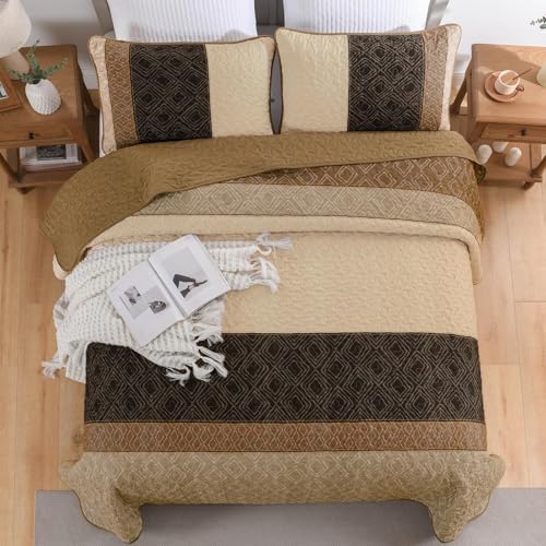 Cottolester Twin Quilt Set for Dorm Bedding,2 pcs Summer Striped Bedspread