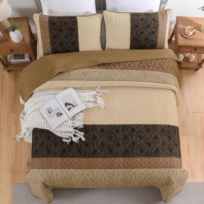 Cottolester Twin Quilt Set for Dorm Bedding,2 pcs Summer Striped Bedspread