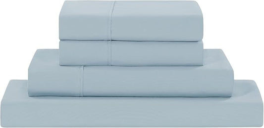 Modern Threads Soft Microfiber Solid Sheets - Luxurious Microfiber Bed Sheets - Includes Flat Sheet, Fitted Sheet with Deep Pockets, & Pillowcases Blue Mist California King
