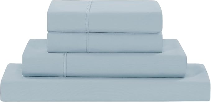 Modern Threads Soft Microfiber Solid Sheets - Luxurious Microfiber Bed Sheets - Includes Flat Sheet, Fitted Sheet with Deep Pockets, & Pillowcases Blue Mist King