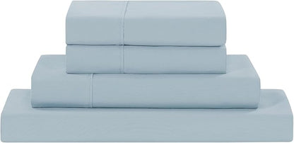 Modern Threads Soft Microfiber Solid Sheets - Luxurious Microfiber Bed Sheets - Includes Flat Sheet, Fitted Sheet with Deep Pockets, & Pillowcases Blue Mist King