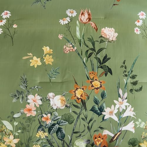 WONGS BEDDING Green Floral Comforter Set King 7 Piece Bedding