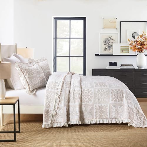 MarCielo 3-Piece 100% Cotton Oversized Bedspread Lightweight Quilt Coverlet Embroidery Farmhouse Bedding Set (TJ Colorful,King (114"x102"))