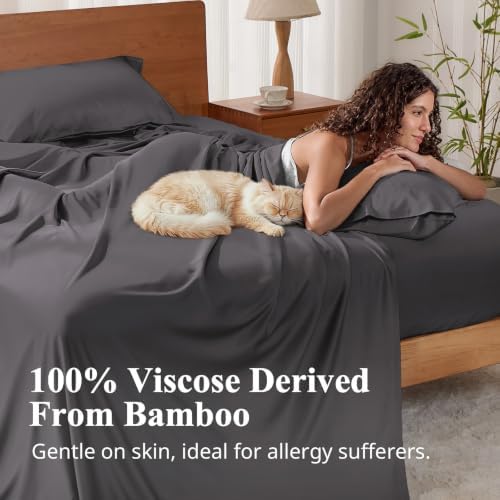 Bamboo Viscose Sheet Set Full Size, Cooling Sheets Bed Set 4pcs