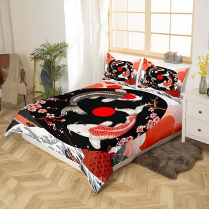 Feelyou Japanese Koi Fish Duvet Cover King Size