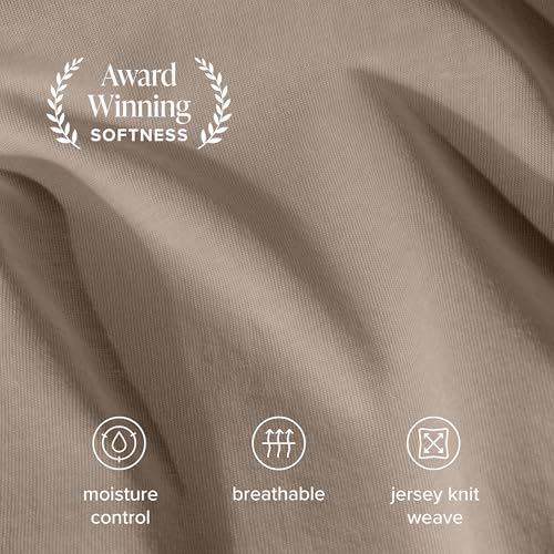 Bare Home 100% Organic Cotton Jersey Sheet Set (Split King, Taupe)