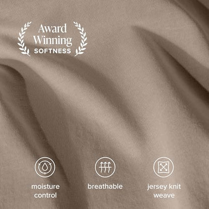 Bare Home 100% Organic Cotton Jersey Sheet Set (Split King, Taupe)