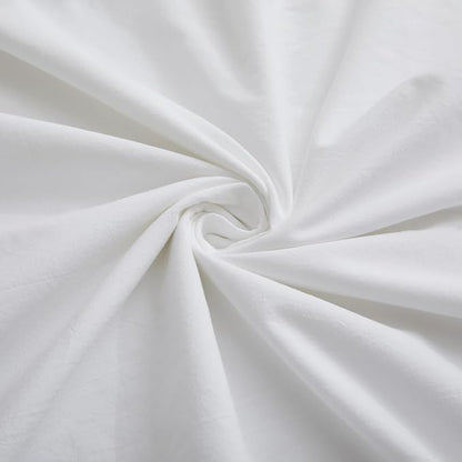 White Duvet Cover Full Size, 100% Washed Cotton Linen Like Bedding Set with Zipper Closure (No Comforter), 80x90 Inches