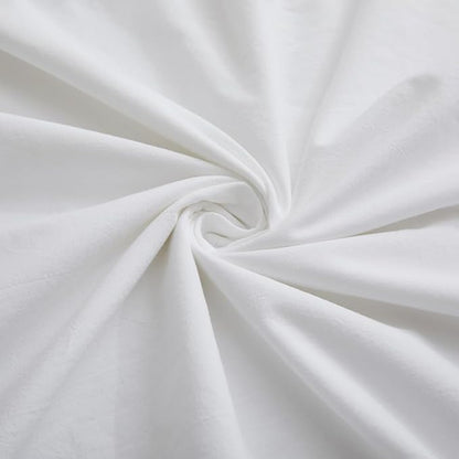 100% Washed Cotton Duvet Cover Set, Linen Like Natural Bedding Set with Zipper Closure (No Comforter), 104x98 Inches, Cal King, White