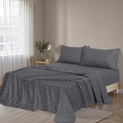 RUVANTI Flannel Sheets King Size, Pinn Stripe